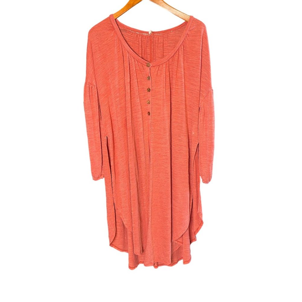 Free People Tunic Button Side Slit Melon Botton Shirt/Dress Size XS - Picture 1 of 8